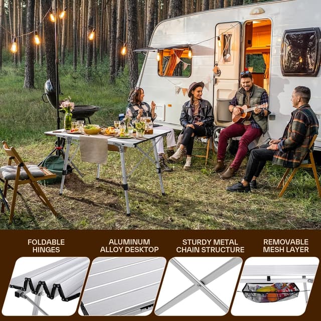 Detalle de Sportneer Tavolo da campeggio pieghevole 90×52 cm