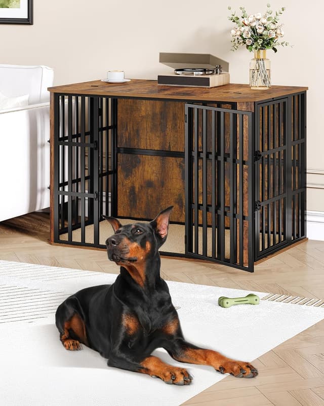 Detalle de Hzuaneri DFC86801B Cage pour chien en bois lourde avec portes multiples et ouverture supérieure