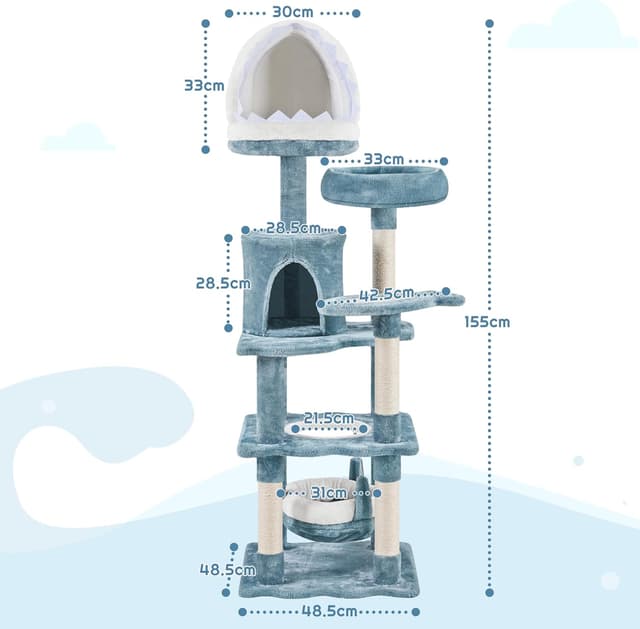 Detalle 2 de Yaheetech Meer Katzenbaum 155 cm mit Höhle