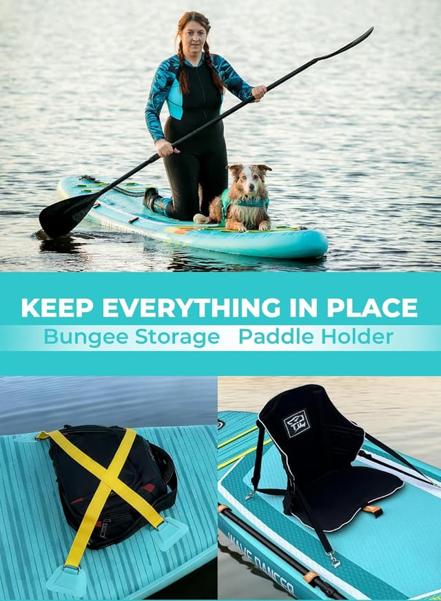 Detalle de TIGERXBANG Tavola SUP gonfiabile con sedile fino a 200 kg, supporto fotocamera e doppia pagaia