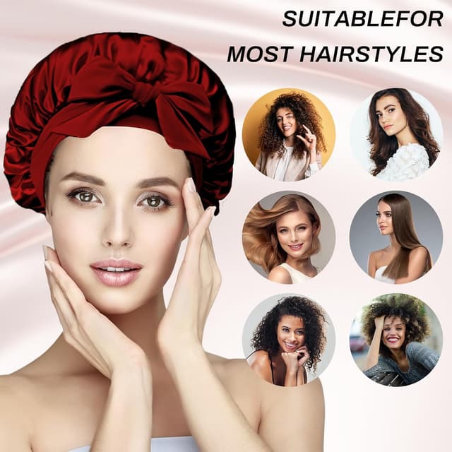 Thumbnail 6 de 2 Stück Satin Schlafmütze Seidenhaube