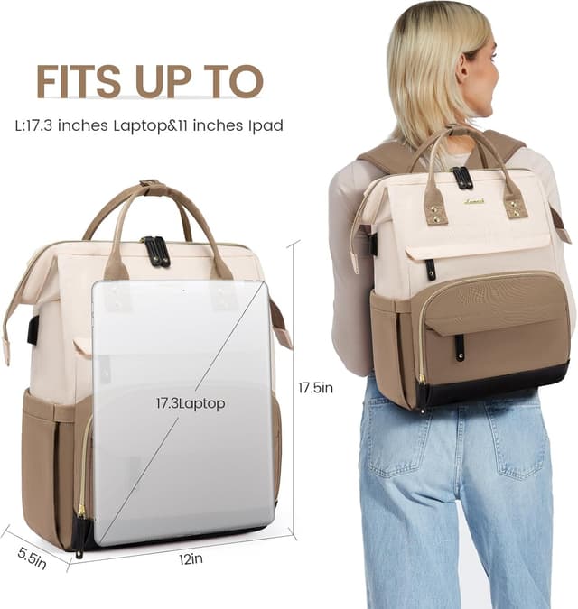 Detalle de LOVEVOOK Sac à dos étanche pour femme, fille, adolescente — compartiment PC jusqu’à 17,3