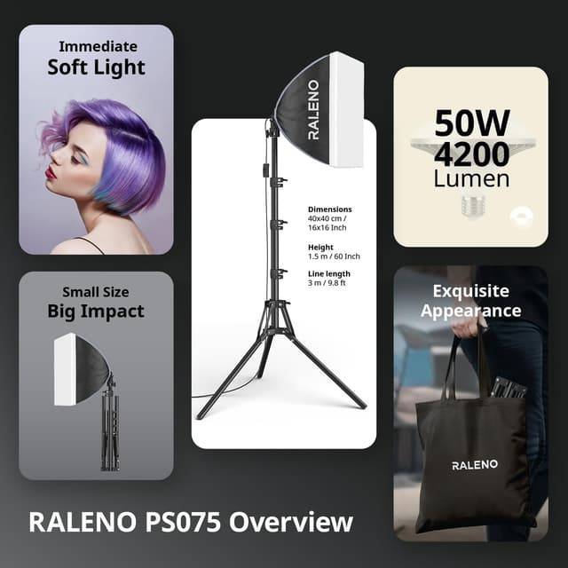Thumbnail 6 de RALENO Softbox 40×40cm LED light kit 50W