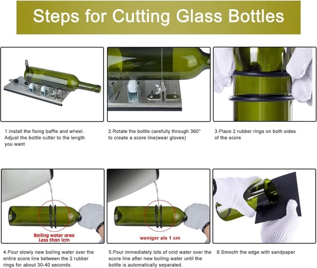 Thumbnail 6 de Kalawen Glasschneider für Flaschen – Edelstahl-Bottle-Cutter Kit mit verstellbarem Rad