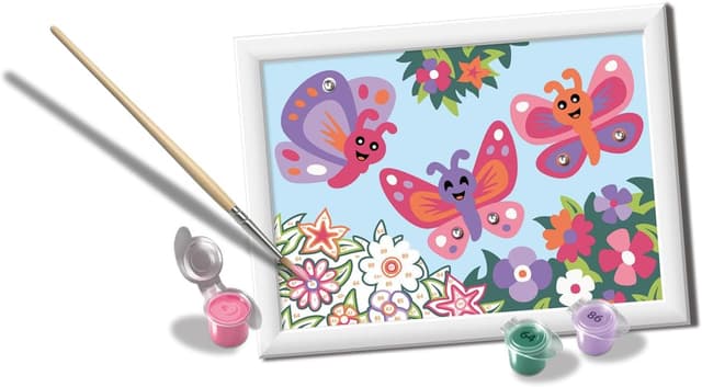 Detalle 2 de Ravensburger CreArt Farfalle glitter – Dipingere con i Numeri (kit pittura per bambini 7+) con tavole, cornice e colori
