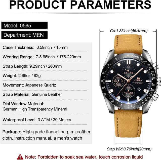 Thumbnail 6 de LN LENQIN Orologio Uomo Analogico 30M