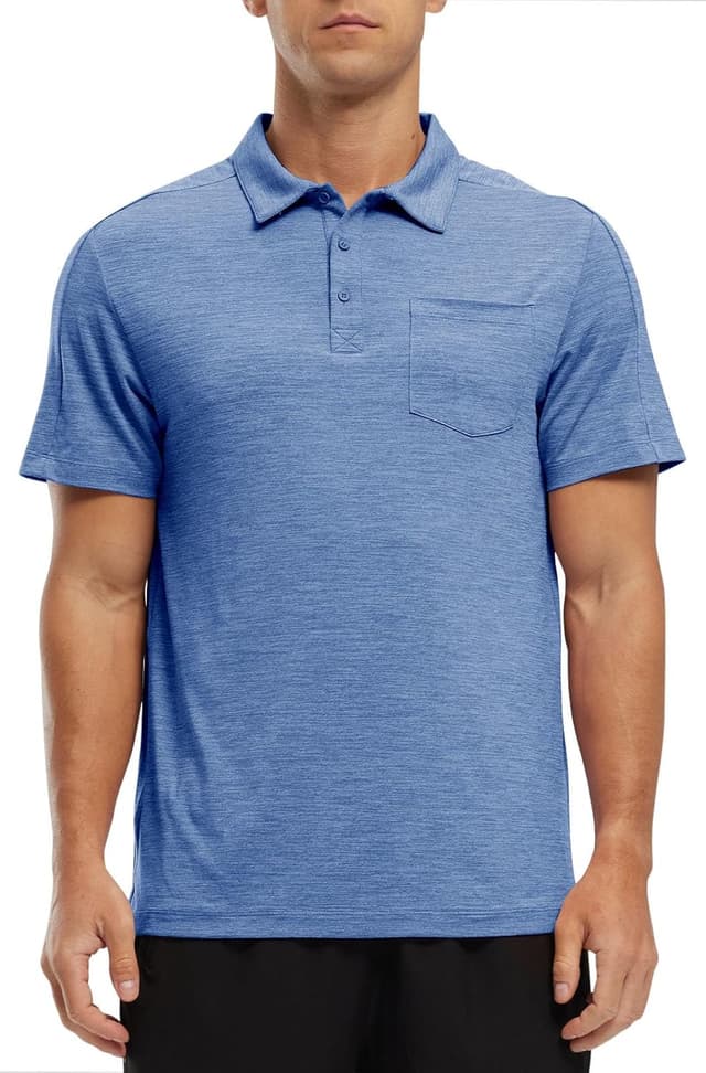 Detalle de Rdruko Men’s Short-Sleeve Quick-Dry Polo Shirt with Pocket (3-Button Placket)
