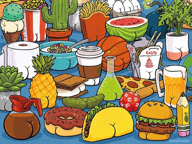 Detalle de Ceaco Brian Cook Butts on Things 500-Piece Jigsaw Puzzle (24 x 18 in)