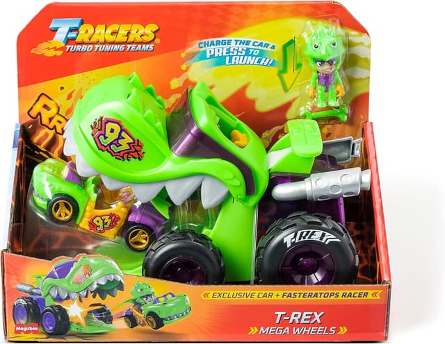 Detalle 2 de T-Racers Mega Wheels T-Rex vehículo lanzador 1 piloto