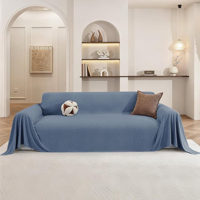 Detalle de Ystyle housse de canapé 1 place 200x230 cm antidérapante lavable, bleu