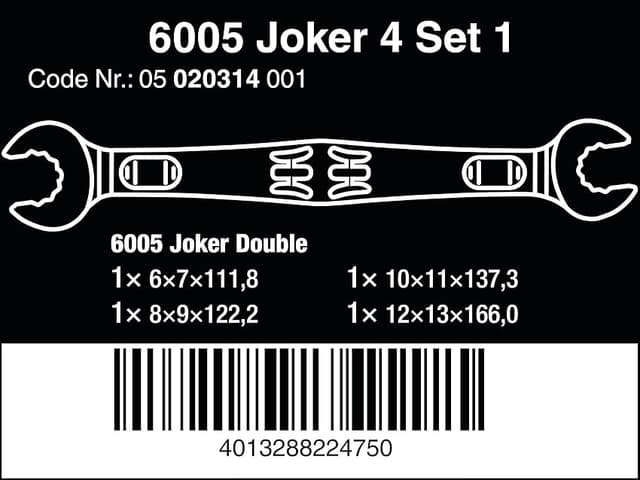 Detalle 2 de Wera 6005 Joker 4 — juego de 4 llaves de doble boca 🛠
