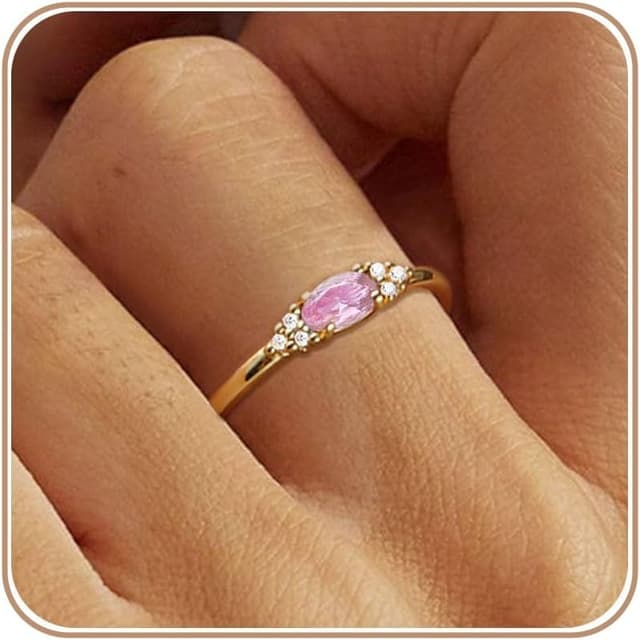 Detalle de ZNBOH Geburtsstein Ring Gold, 12 Farben