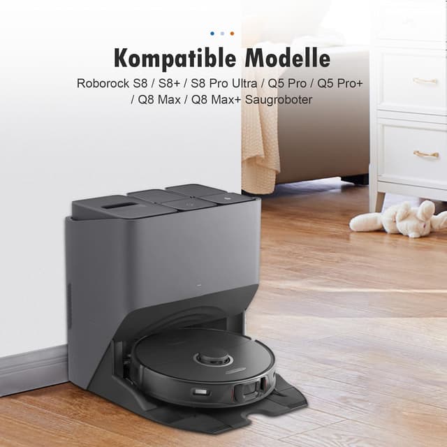 Detalle de Alloytool Hauptbürste Zubehör (Gummi DuoRoller) für Roborock S8, S8+ & Q8 Max Saugroboter