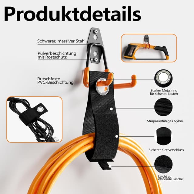 Detalle de HSTMYFS Schwerlast Wandhaken Set 12-teilig