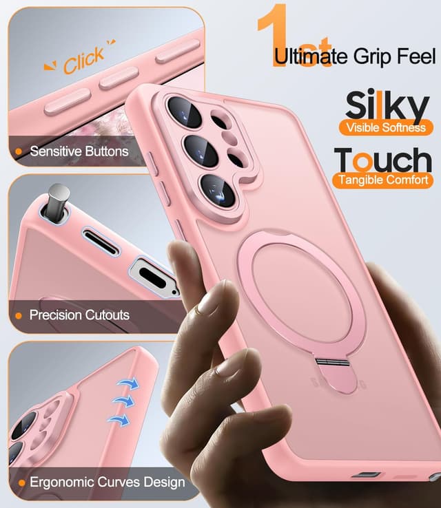 Thumbnail 6 de JAME for Samsung Galaxy S26 Ultra Case (Pink) with 2-Pack Screen Protector, Camera Protection & Magnetic Stand