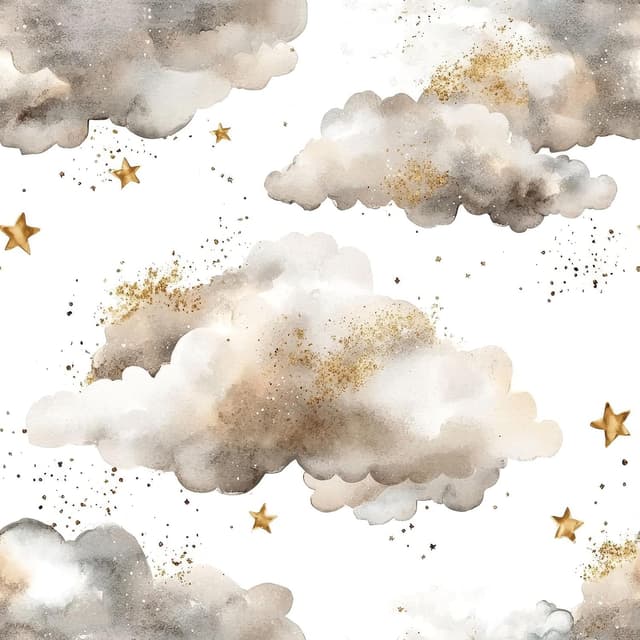 Detalle de FunStick Wolke und Stern Tapete für Kinderzimmer (selbstklebend, abziehbar) in Weiß/Grau, 44,5 cm × 3 m