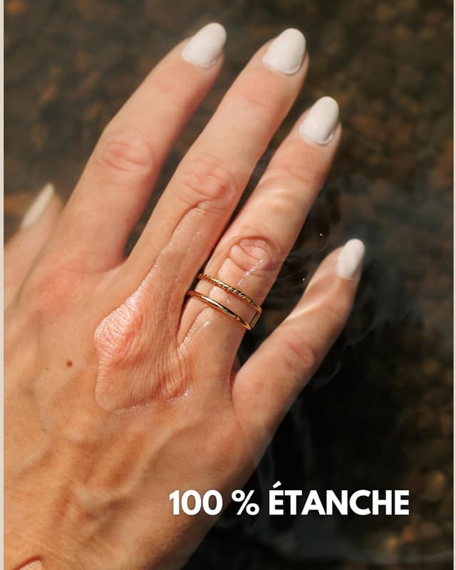 Detalle 2 de GD GOOD.designs EST. 2015 Bague pour femme ajustable en acier inoxydable, double anneau ouvert argent & or rose