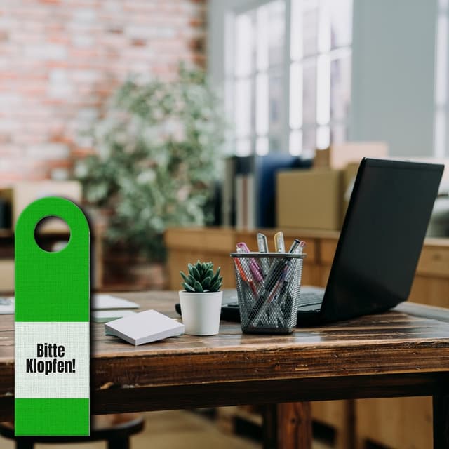 Detalle de Bitte klopfen Türhänger Grün/Rot 8x27 cm