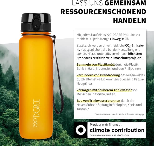 Detalle de 720°DGREE Kinder-Trinkflasche 350 ml „uberBottle“ softTouch + Sieb, auslaufsicher, BPA-frei ab 3 Jahren