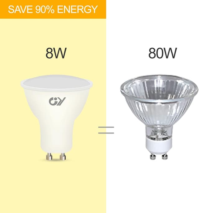 Detalle 2 de GY GU10 LED Bulbs 12 Pack 8W 6500K spotlight