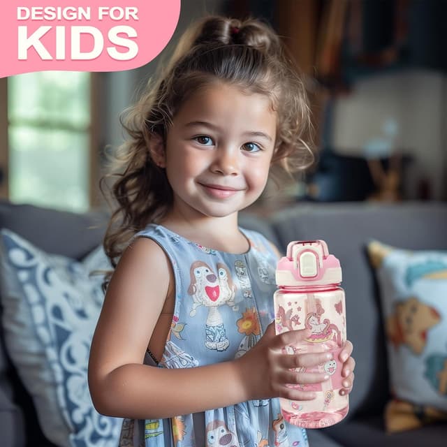 Detalle 1 de wooshwa Kinder-Trinkflasche 600 ml mit Strohhalm