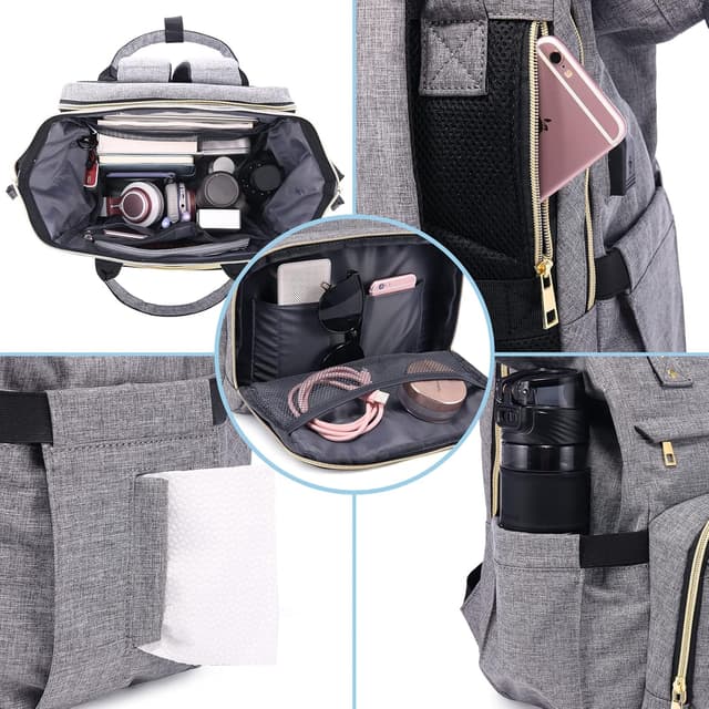 Detalle de LOVEVOOK Women’s Laptop Backpack (Grey) with USB Port, Anti-Theft Pocket – Large 15.6 Inch Work & Travel Rucksack