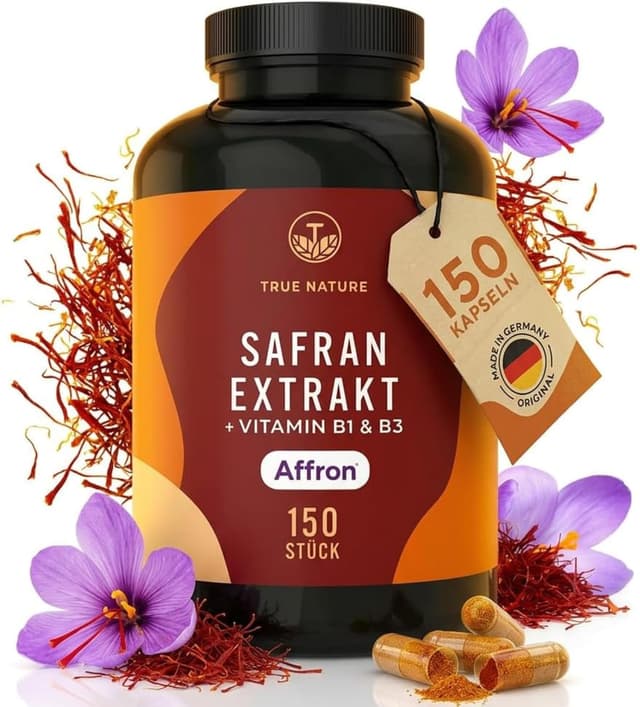 Detalle de Safran Kapseln TRUE NATURE® mit Affron® – 150 Kapseln (30 mg/Tag) für psychische Funktion – vegan