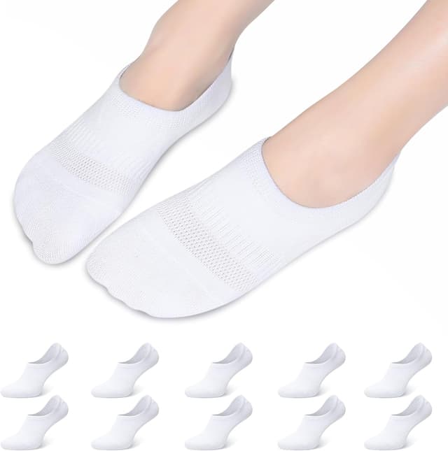 Detalle de Falechay 10 Paar Sneaker Socken No-Show (Füßlinge) aus Baumwolle für Damen & Herren