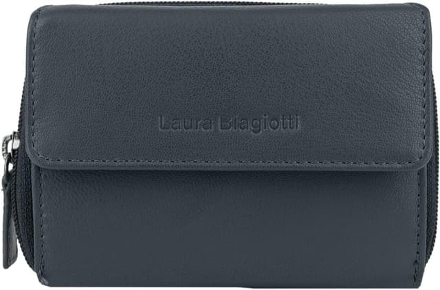 Detalle de Portefeuille femme Laura Biagiotti en cuir véritable – intérieur multicolore, spacieux avec boîte cadeau