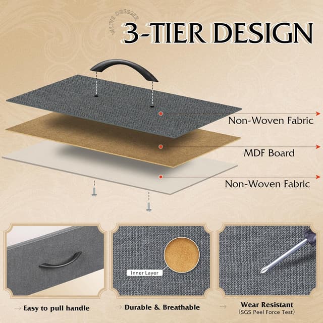 Thumbnail 5 de WLIVE Fabric Dresser 8-Drawer 31.7in