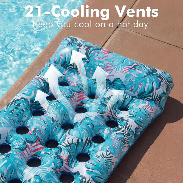 Detalle 2 de Stonful 2-Pack Inflatable Pool Float Mat with Headrest (75 x 34 in), Cooling Holes & 300 lb Capacity
