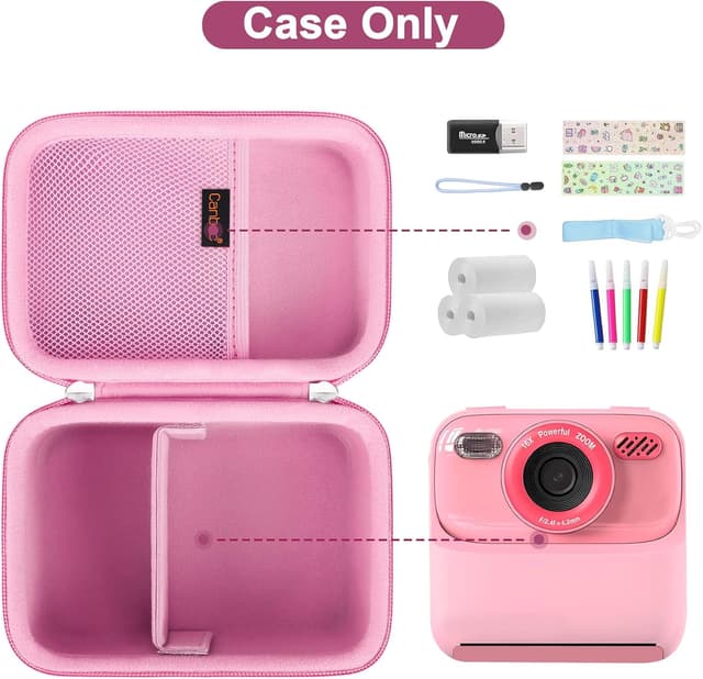 Detalle de Canboc Camera Case (Case Only) for Kids Instant Print Cameras – Pink, storage bag with EVA shell