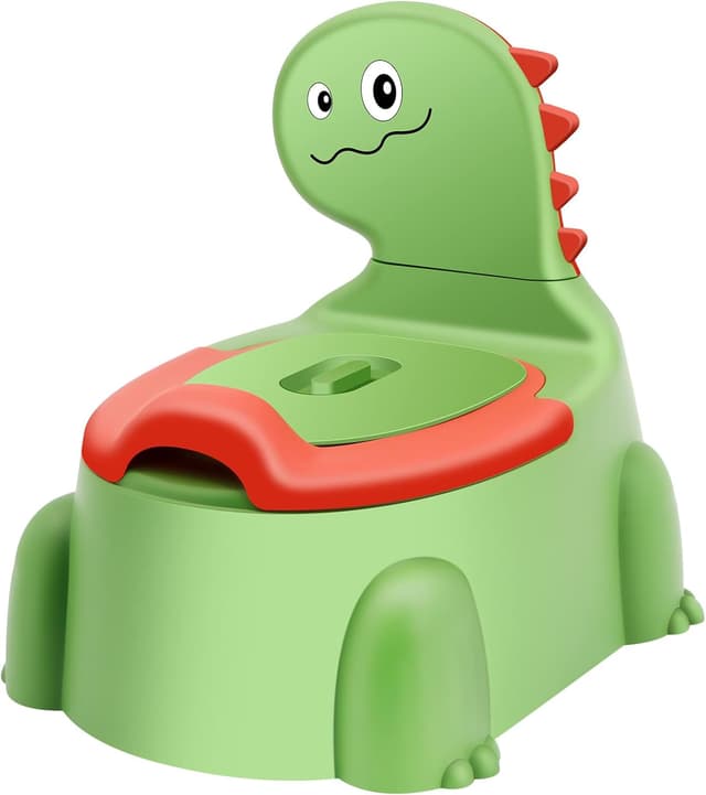 Detalle de Dinosaur Potty Toilet Training Chair with Lid and Removable Urinal Pot (Green) for 1–6 Year Olds