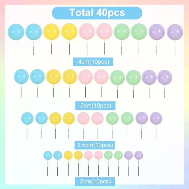 Detalle 2 de RIBBOOO 40 pcs pastel foam cake toppers ๐ฐ