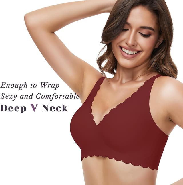 Detalle de GXOULRRA Komfort Tief-V BH Damen ohne Bügel – nahtloses Soft Bustier mit herausnehmbaren Polstern