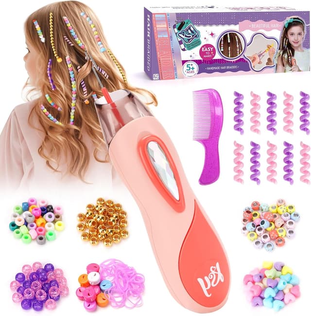 Detalle de Geschenk Mädchen 6–10 Jahre: DIY Haarflechtset mit Haarperlen & Flechthilfe