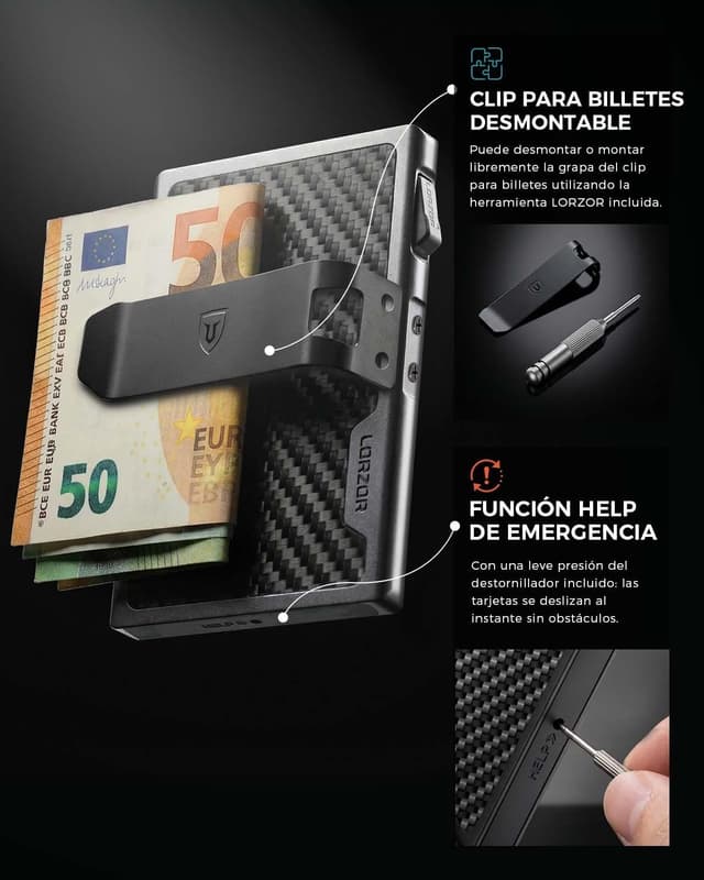 Thumbnail 6 de LORZOR Cartera Tarjetero Hombre Fibra de Carbono