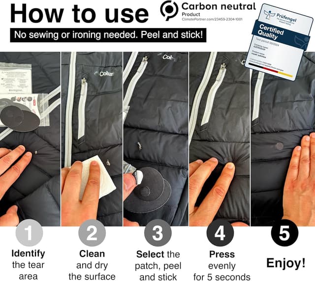 Detalle de aZengear toppe di riparazione autoadesive impermeabili (11 pezzi, grafite) per piumini, tute da sci e scarpe