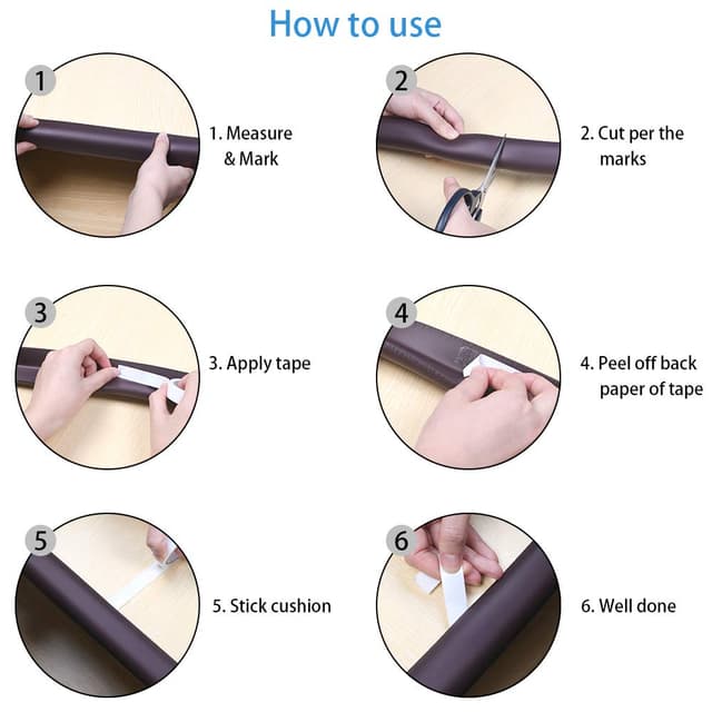 Detalle 2 de Vicloon Kantenschutz Baby & 4 Eckenschutz aus Schaumstoff, selbstklebend für Tisch- und Schrankkanten (Braun)