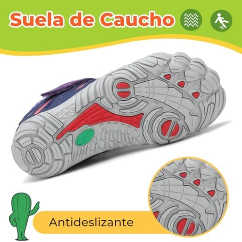 Detalle de SAGUARO zapatillas barefoot minimalistas para niña y niños con cinco dedos y suela antideslizante (púrpura, Gr. 30)
