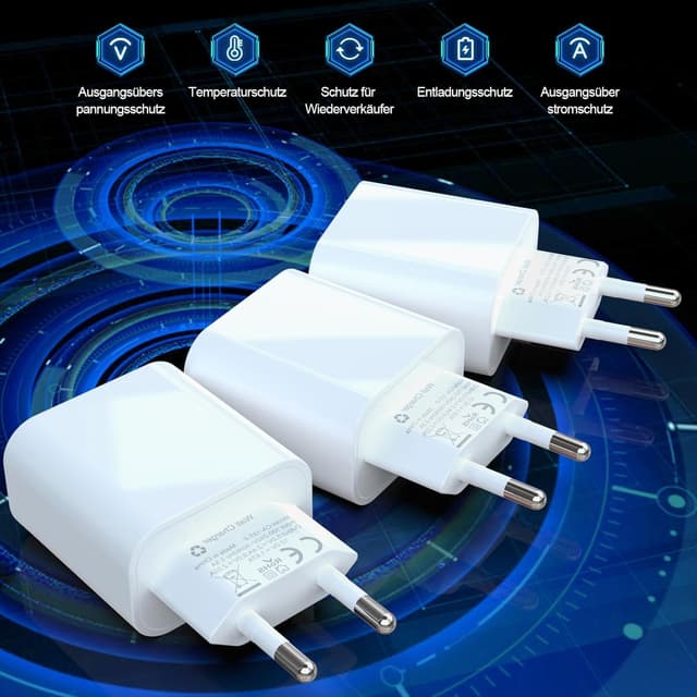 Detalle 2 de 25W USB-C Adapter, 3er Pack für iPhone 16, 15, 14, 13, 12 – PD 3.0