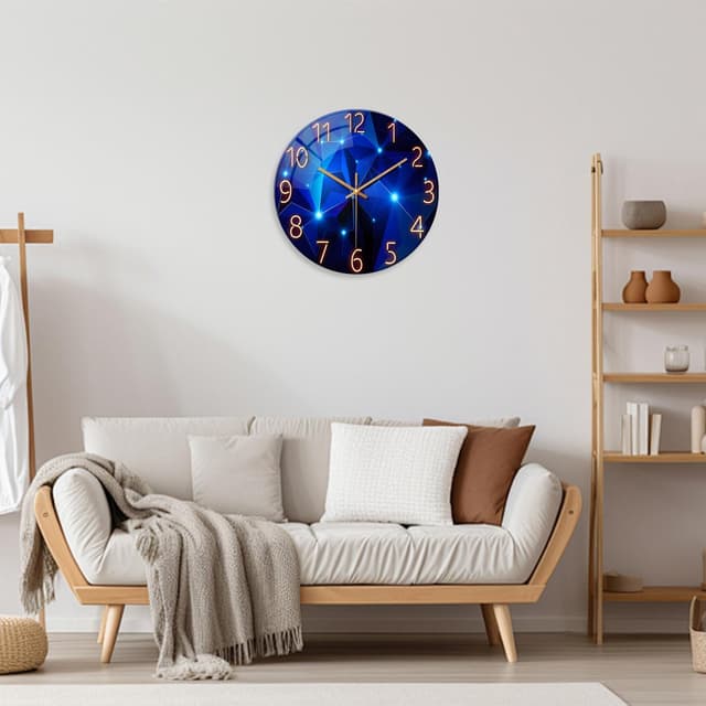Thumbnail 6 de Constantplanet Blue Wall Clocks: batteriebetriebene Glas-Wanduhr ohne Ticken (ab 16 Zoll)