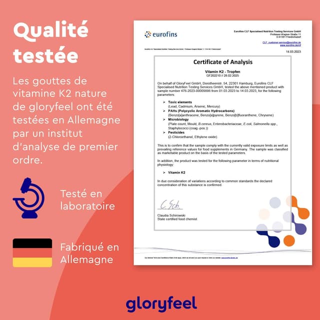 Detalle de Vitamine K2 MK-7 all-trans 200 µg K2VITAL® en gouttes (50 ml, 1700 gouttes) — naturellement fermentée