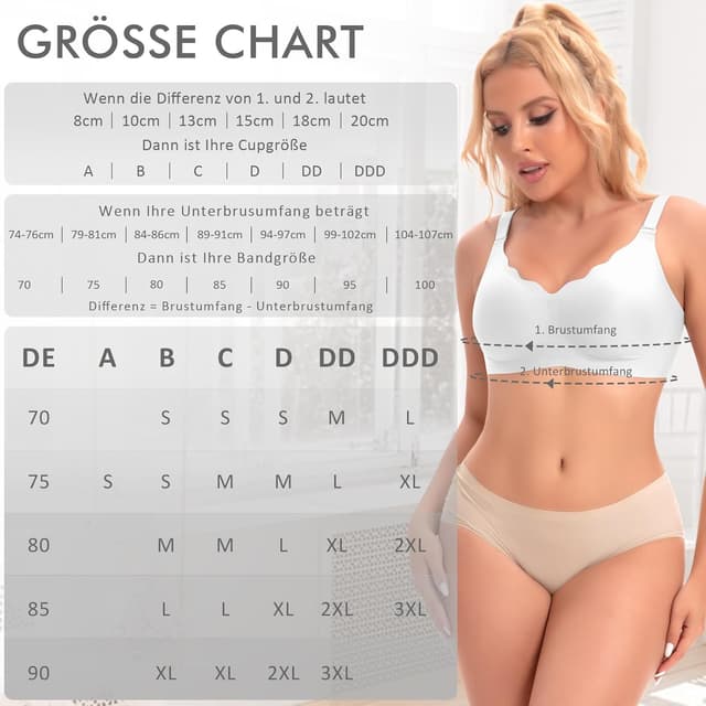 Detalle 2 de Ganado nahtloser BH ohne Bügel mit tiefem V-Ausschnitt & gewellten Rändern