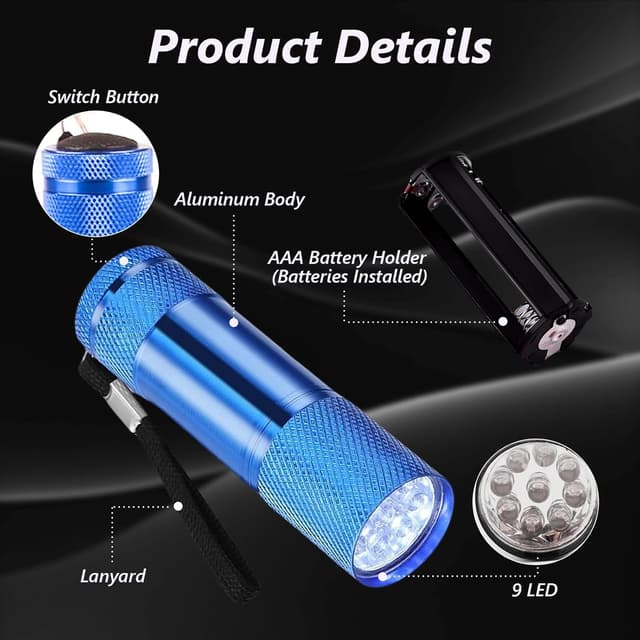 Detalle de Set 5 mini torce LED Flintronic per bambini, torcia tascabile impermeabile con batterie AAA incluse