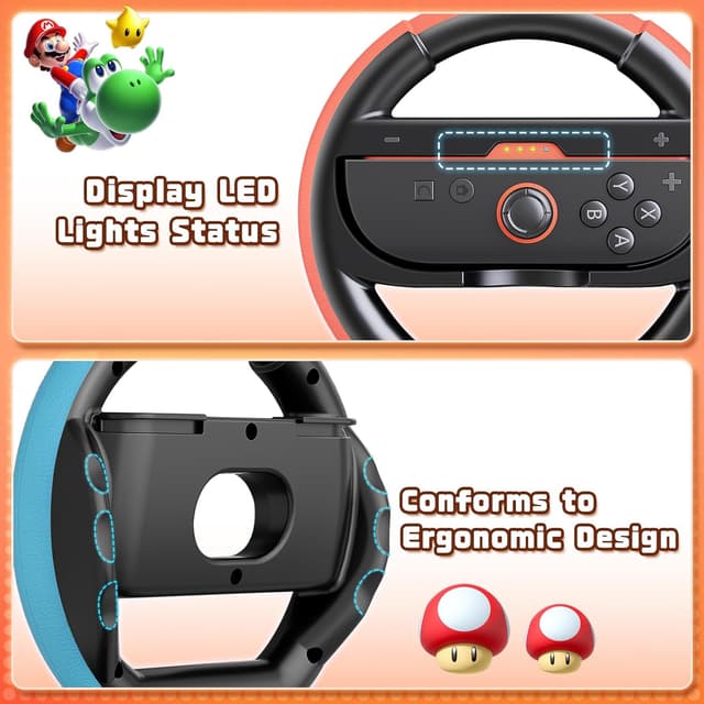 Thumbnail 6 de Deruitu Juego de 2 Volantes compatibles Switch 2