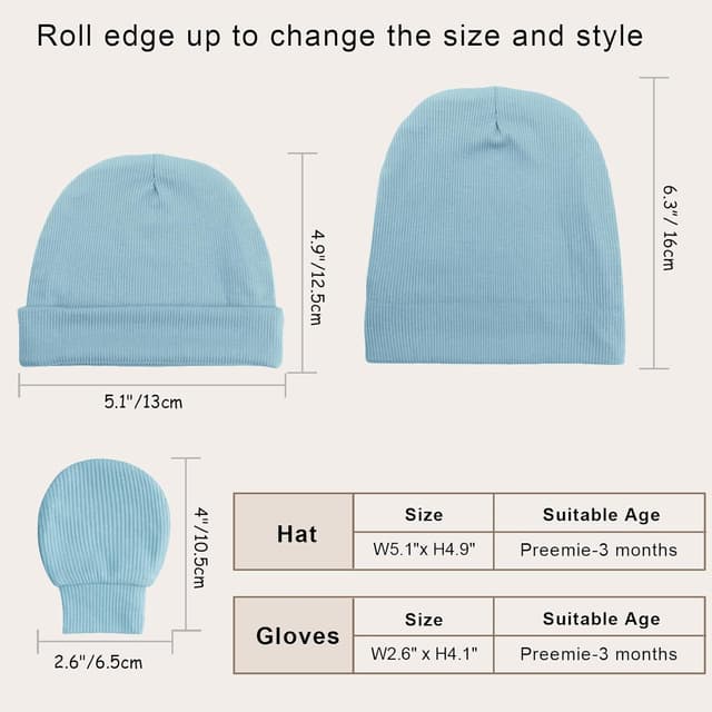 Detalle 2 de Neugeborenen Mützen Set 0-3 Monate