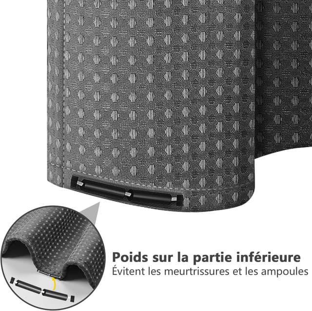 Detalle de FIISAYL rideau de douche/baignoire en polyester gaufré 183 x 198 cm gris foncé avec 12 crochets