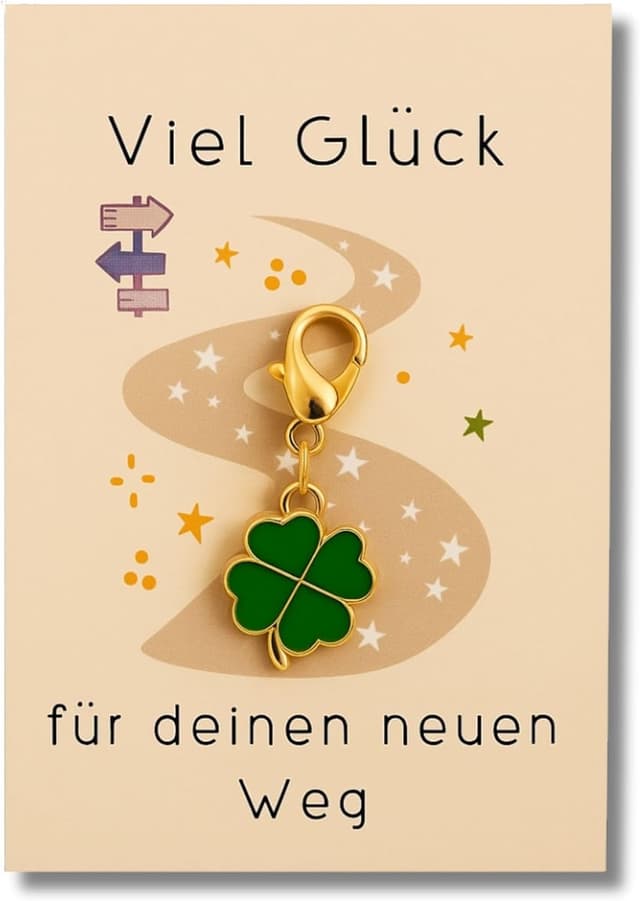Detalle de Milaboo Kleeblatt Schlüsselanhänger mit Karte – Glücksbringer Geschenk in 12 Varianten, 55×85 mm (Neuer Weg)