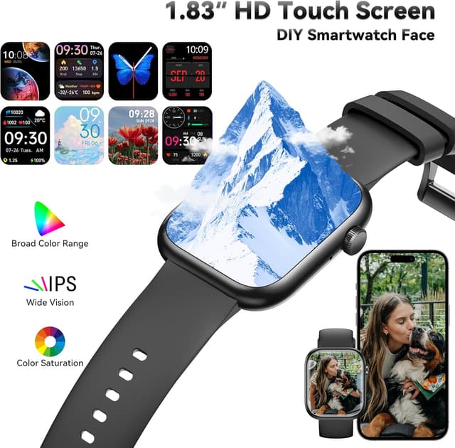 Detalle de Smart Watch for Men & Women (Answer/Make Call) 1.83” Fitness Watch with Heart Rate, Blood Pressure & IP68